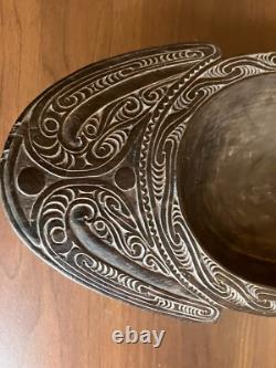 57cm Long Papua New Guinea Massim Intricately Carved Wooden Ceremonial Bowl