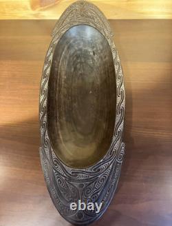 57cm Long Papua New Guinea Massim Intricately Carved Wooden Ceremonial Bowl