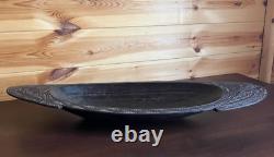 57cm Long Papua New Guinea Massim Intricately Carved Wooden Ceremonial Bowl
