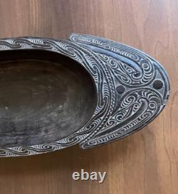 57cm Long Papua New Guinea Massim Intricately Carved Wooden Ceremonial Bowl