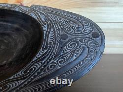 57cm Long Papua New Guinea Massim Intricately Carved Wooden Ceremonial Bowl