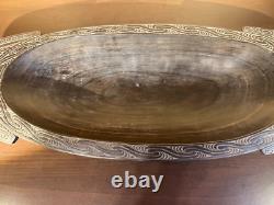 57cm Long Papua New Guinea Massim Intricately Carved Wooden Ceremonial Bowl