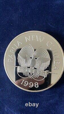 5oz 1998 Papua New Guinea. 999 Fine Silver Proof 10 Kina Coin