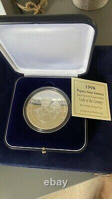 5oz 1998 Papua New Guinea. 999 Fine Silver Proof 10 Kina Coin