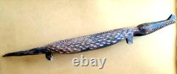 89.5 cm Vintage Hand Carved Wooden PNG Crocodile Sculpture