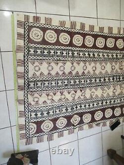 8ft x 4ft Tapa Bark Cloth Papua New Guinea PNG Sepik Region 1960's Rare Piece