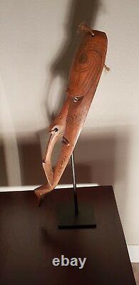 A Carved Papua New Guinea Mask Cowrie Shell Eyes, Tattoo Designs & Stand