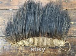 A Fine Old Papua New Guinea Woven & Cassowary Feathers Head Ornament Oceanic Art