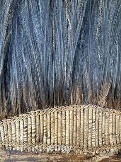 A Fine Old Papua New Guinea Woven & Cassowary Feathers Head Ornament Oceanic Art