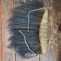 A Fine Old Papua New Guinea Woven & Cassowary Feathers Head Ornament Oceanic Art