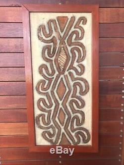 A Very Nice Piece Of Framed Old Tapa Cloth Papua New Guinea