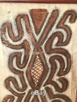 A Very Nice Piece Of Framed Old Tapa Cloth Papua New Guinea