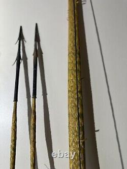 A c1960 Papua New Guinea Bow with 2 Arrows For Restoration 190cm Long Bow