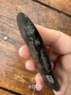 A small and fine old Papua New Guinea Black Stone Tool Axe Adze Head