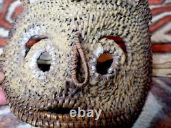 Abelam Yam Mask Papua New Guinea Vintage Woven Painted mask Unusual shape