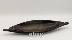 African Antique / Vintage Tribal Carved Wood Canoe Shaped Bowl Papua New Guinea