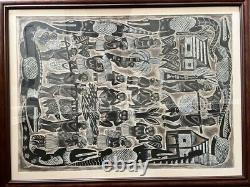 Ancient PNG bark painting Sepik Papua New Guinea Tribal hand painting. By Grace