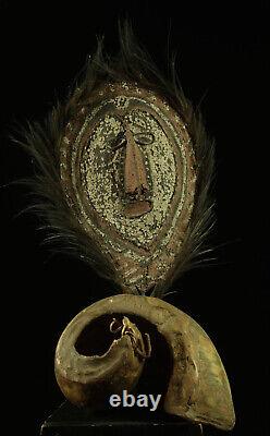 Ancient Talipoon Curency Sepik Papua New Guinea with 70's woven mask