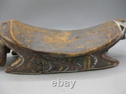 AntIque PNG Papua New Guinea Crocodile Headrest Carved Wood Carving Sepik Tiki