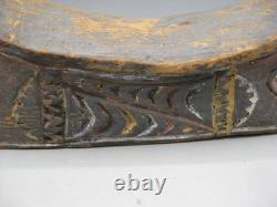 AntIque PNG Papua New Guinea Crocodile Headrest Carved Wood Carving Sepik Tiki