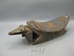 AntIque PNG Papua New Guinea Crocodile Headrest Carved Wood Carving Sepik Tiki