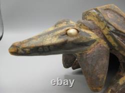 AntIque PNG Papua New Guinea Crocodile Headrest Carved Wood Carving Sepik Tiki