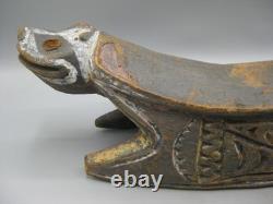 AntIque PNG Papua New Guinea Crocodile Headrest Carved Wood Carving Sepik Tiki