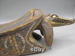 AntIque PNG Papua New Guinea Crocodile Headrest Carved Wood Carving Sepik Tiki