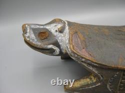 AntIque PNG Papua New Guinea Crocodile Headrest Carved Wood Carving Sepik Tiki