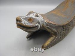 AntIque PNG Papua New Guinea Crocodile Headrest Carved Wood Carving Sepik Tiki