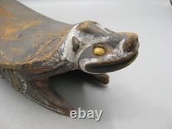 AntIque PNG Papua New Guinea Crocodile Headrest Carved Wood Carving Sepik Tiki