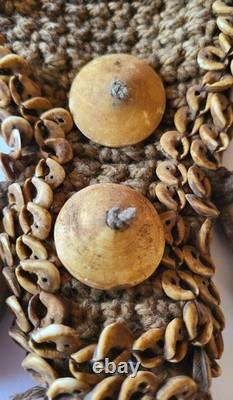 Antique 26 cowrie shell/stone Papua Nw Guinea tribal pectoral ornament necklace