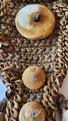 Antique 26 cowrie shell/stone Papua Nw Guinea tribal pectoral ornament necklace