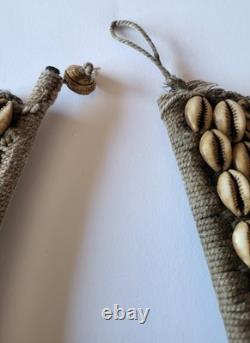 Antique 26 cowrie shell/stone Papua Nw Guinea tribal pectoral ornament necklace