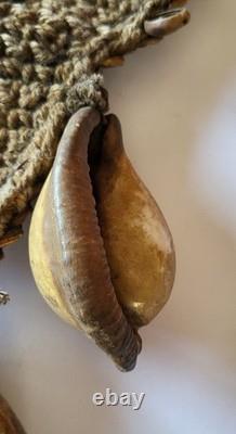 Antique 26 cowrie shell/stone Papua Nw Guinea tribal pectoral ornament necklace