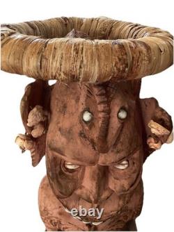 Antique 85cm High Papua New Guinea Carved Tribal Chief Statue Was $598 Now $250