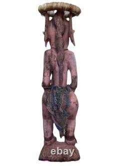 Antique 85cm High Papua New Guinea Carved Tribal Chief Statue Was $598 Now $250