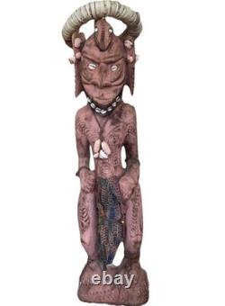Antique 85cm High Papua New Guinea Carved Tribal Chief Statue Was $598 Now $250