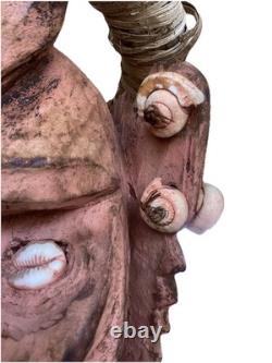 Antique 85cm High Papua New Guinea Carved Tribal Chief Statue Was $598 Now $250