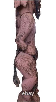 Antique 85cm High Papua New Guinea Carved Tribal Chief Statue Was $598 Now $368