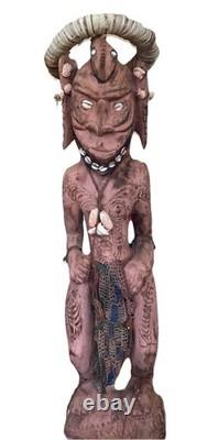 Antique 85cm High Papua New Guinea Carved Tribal Chief Statue Was $598 Now $368