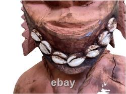 Antique 85cm High Papua New Guinea Carved Tribal Chief Statue Was $598 Now $368