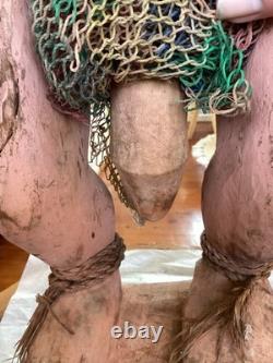 Antique 85cm High Papua New Guinea Carved Tribal Chief Statue Was $598 Now $368