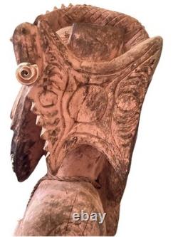 Antique 85cm High Papua New Guinea Carved Tribal Chief Statue Was $598 Now $368