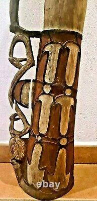 Antique Asmat Hand Carved Tribal Drum Papua New Guinea Art Irian Jaya Decoration