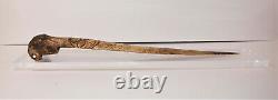 Antique Bone Dagger from Papua New Guinea on Lucite Presentation Stand