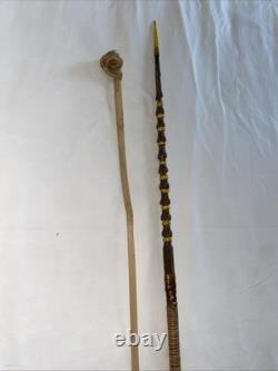 Antique Buka Island Papua New Guinea Barbed Carved Wood Arrow Withthrowing Device