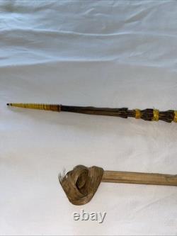 Antique Buka Island Papua New Guinea Barbed Carved Wood Arrow Withthrowing Device