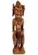 Antique Carved Papua New Guinea Cowrie Eyed Chief Wearing A Lizard Head Dress