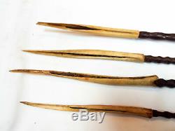 Antique Four Set of Cassowary Bone Head Hunting Tipped Arrows Papua New Guinea